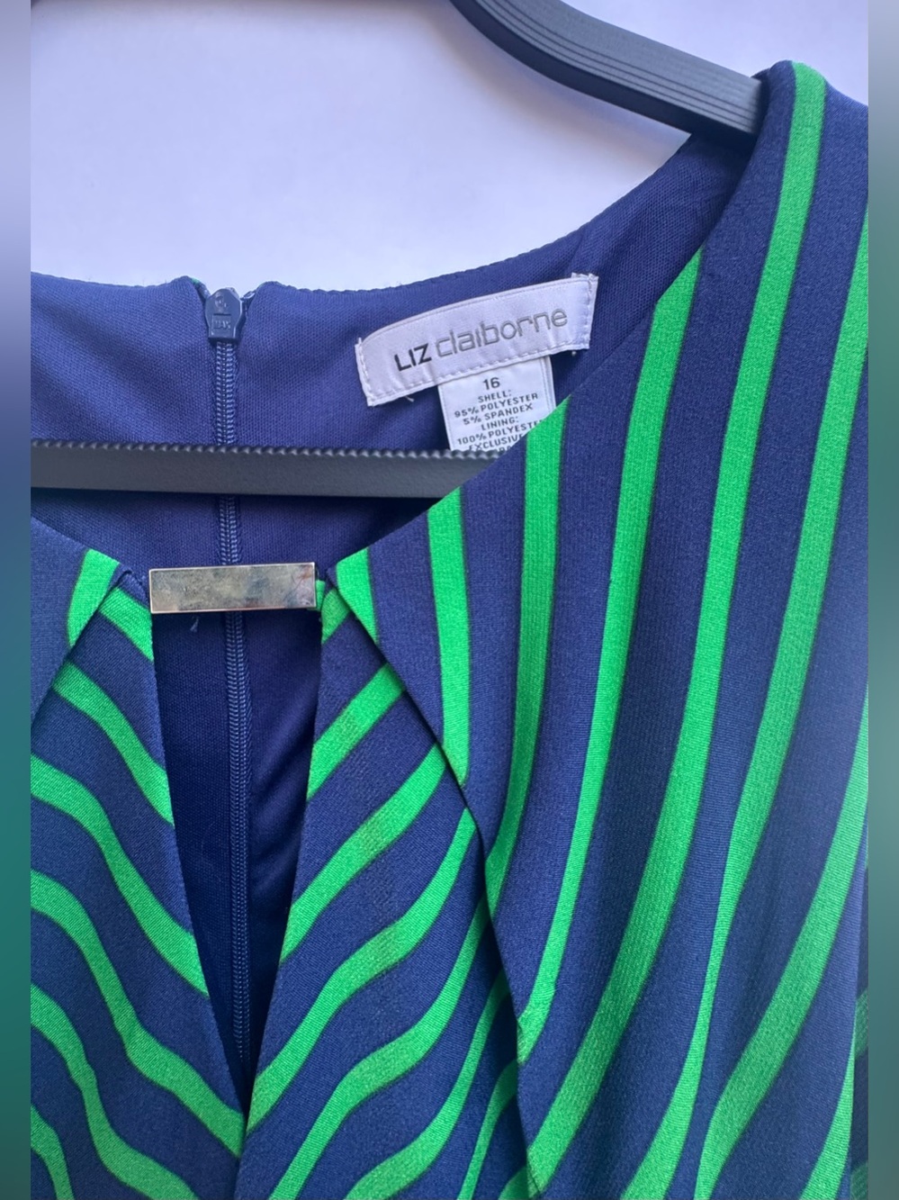 NWT Liz Claiborne Striped Keyhole Fit-and-Flare Midi Dress – Size 16 - Picture 2 of 16